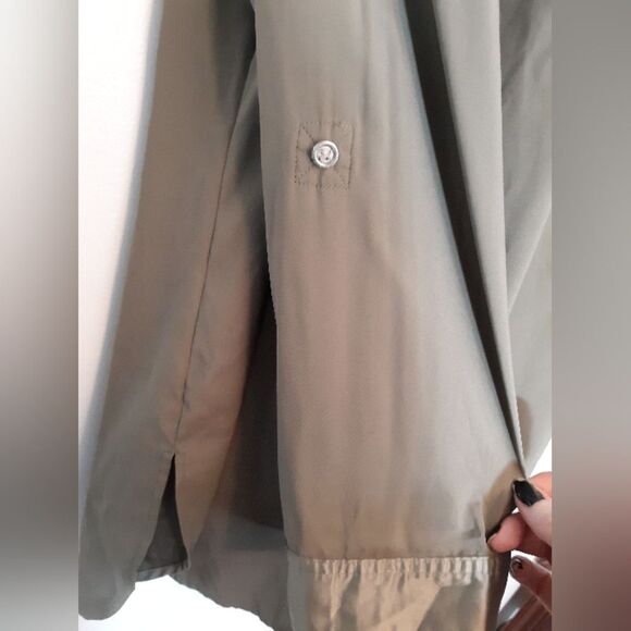 Chico's olive green zip neckline blouse - Picture 3 of 6